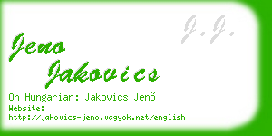 jeno jakovics business card